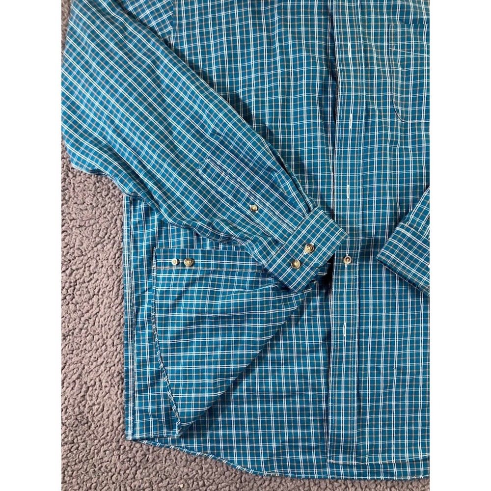 LL‎ Bean Mens Large Traditional Fit Plaid Button Down Shirt Blue Orange - Picture 10 of 15
